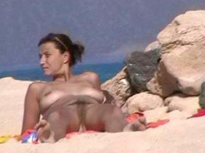 Beach topless boob